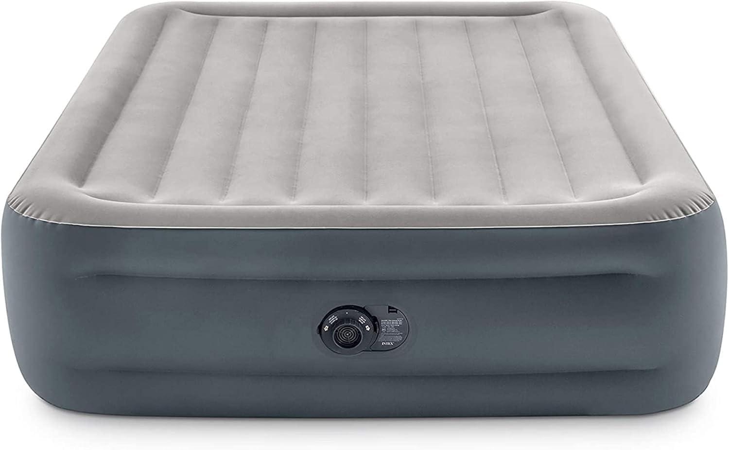 Open Box Intex Dura Beam Rest Blow Up Queen Mattress Air Bed with Built In Pump
