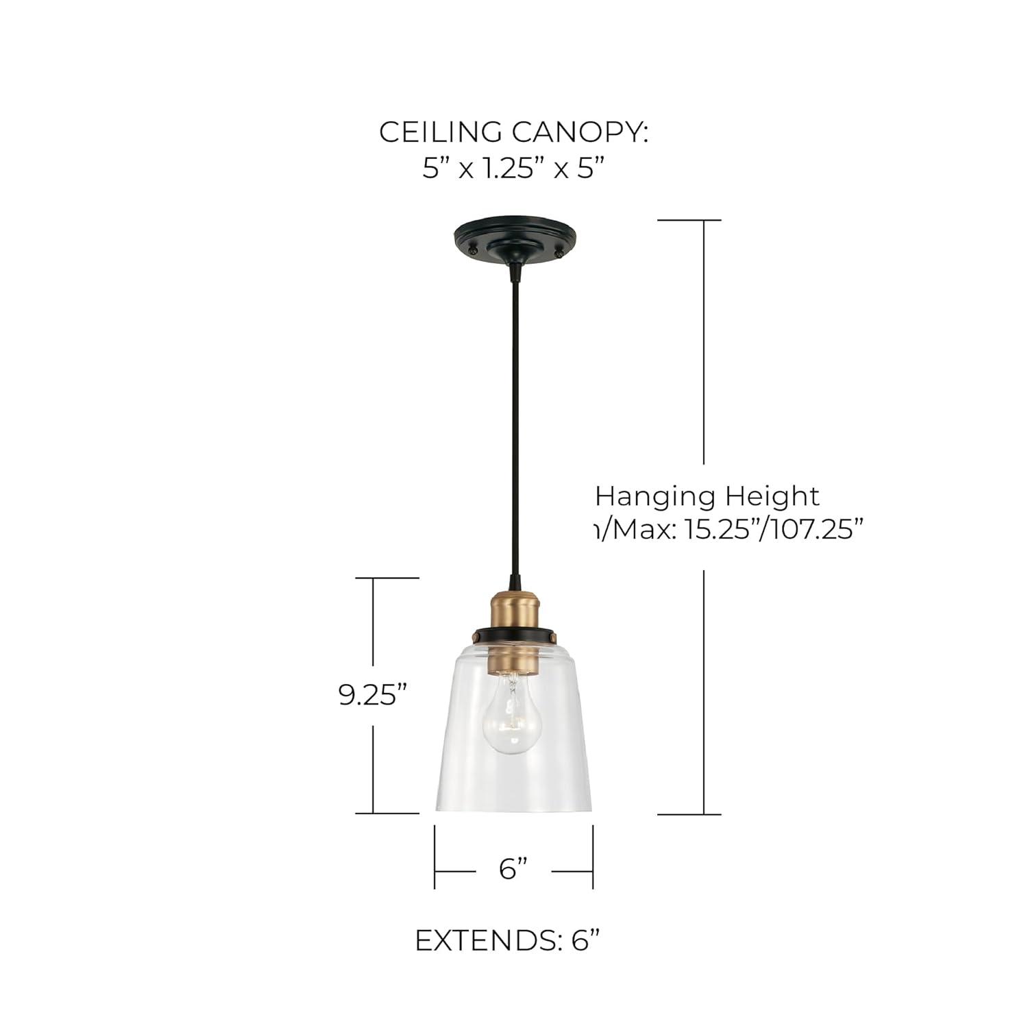 1 Light Pendant-Aged Brass, Black Finish Capital Lighting 3718Ab-135