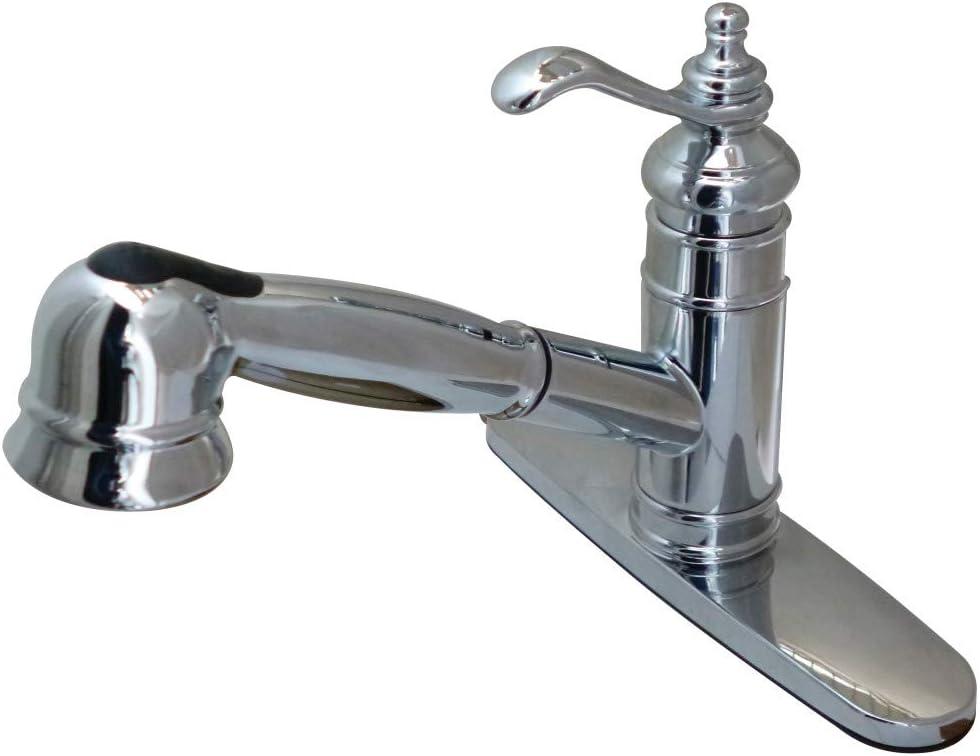Kingston Brass Templeton Single-Handle 1-or-3 Hole Deck Mount Pull-Out Sprayer Kitchen Faucet