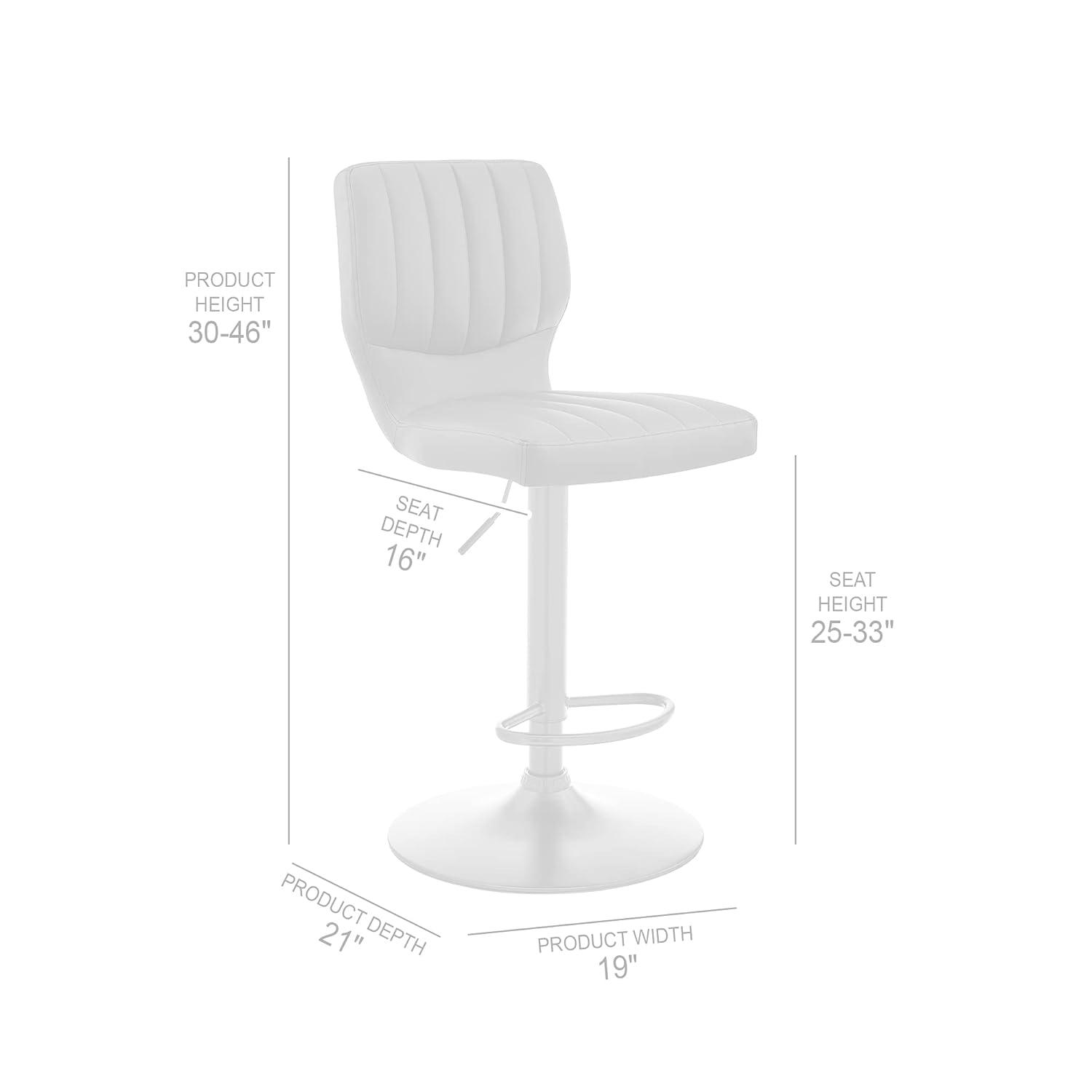 Bardot Adjustable Barstool with Faux Leather and Metal Finish Black - Armen Living: Swivel, Hydraulic Lift, 360-Degree Function