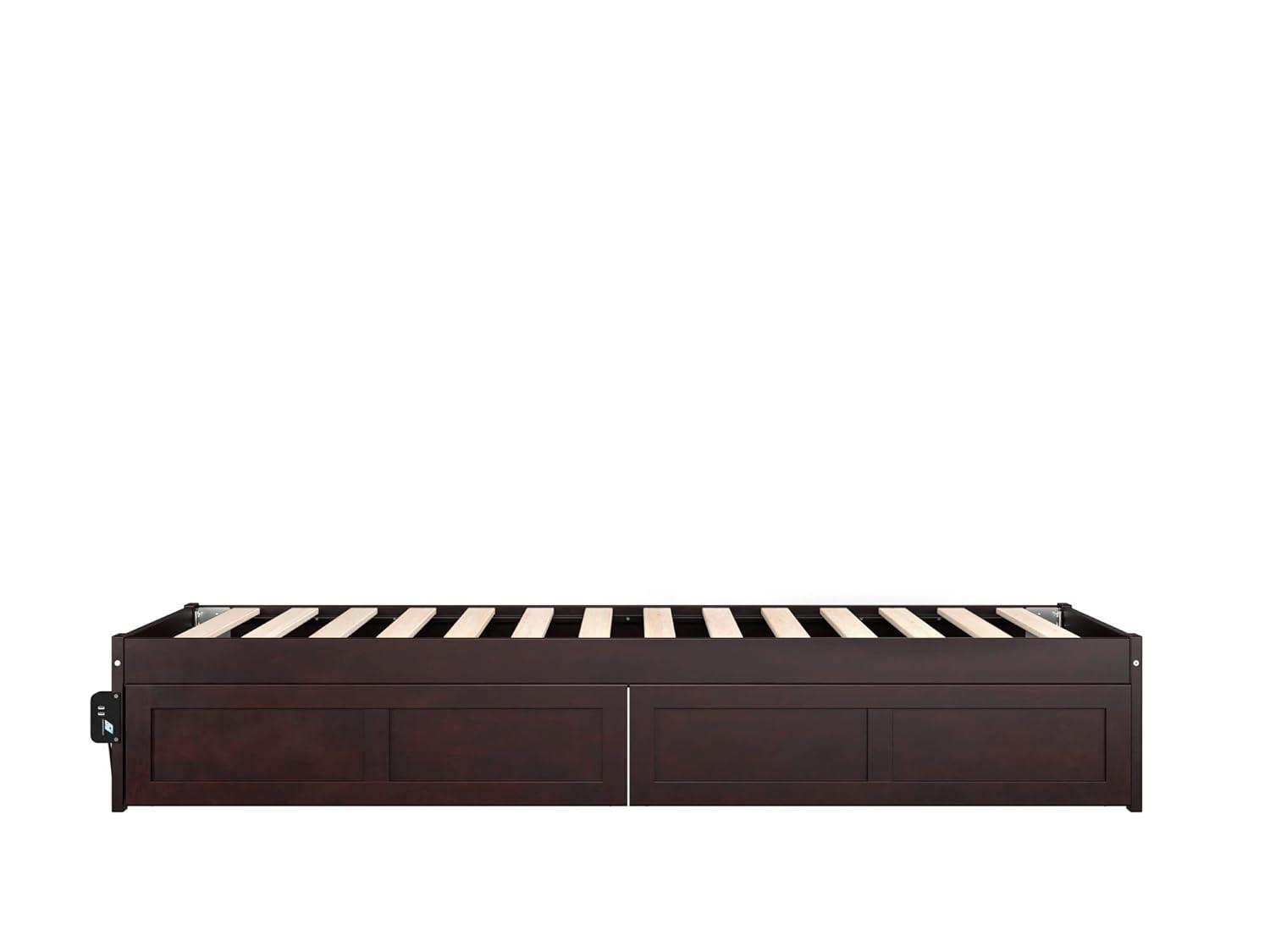 Twin XL Colorado Bed with 2 Drawers Espresso - AFI: Wood Frame, No Box Spring Needed, Storage Solution