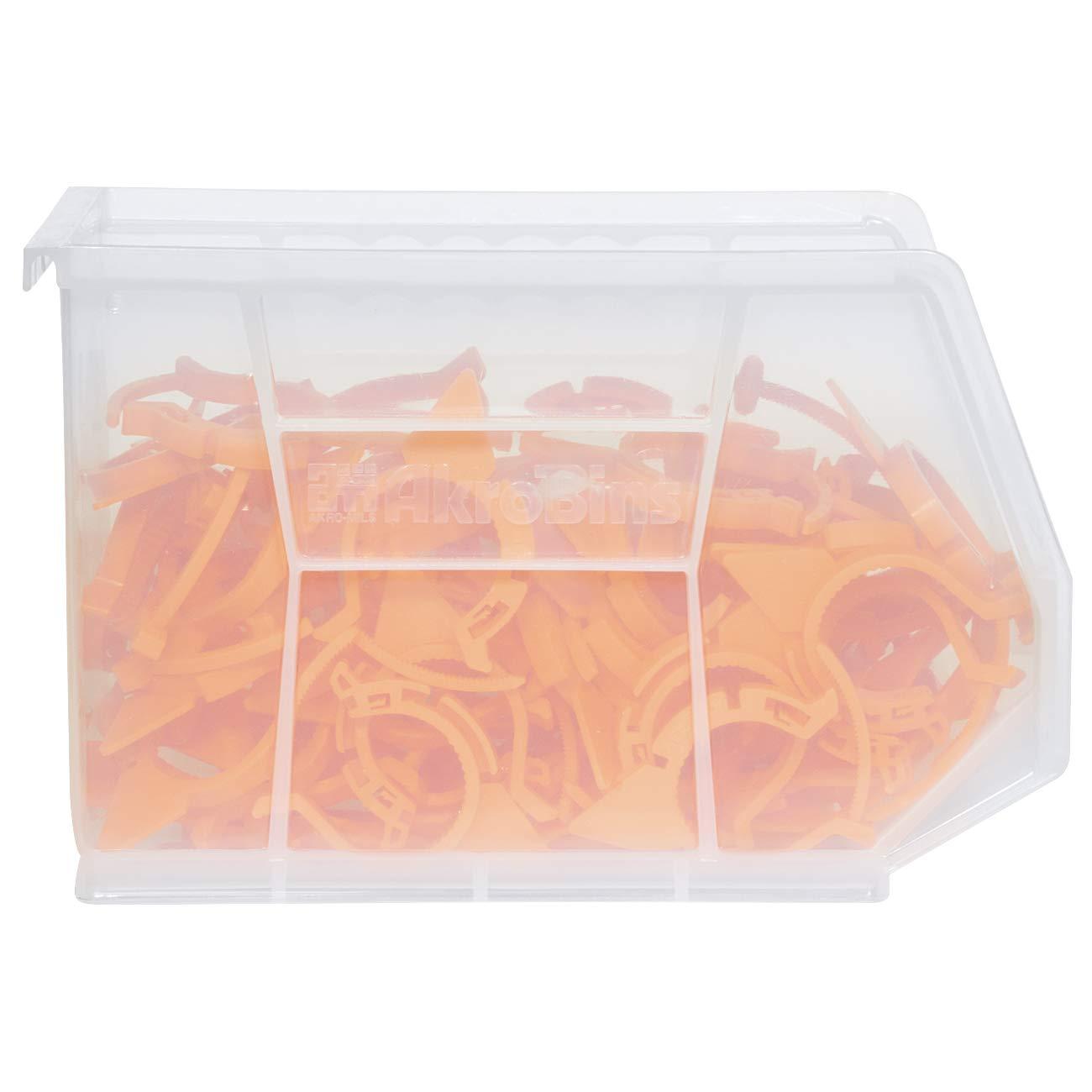 Red Stackable Plastic Storage Bin with Divider Slot