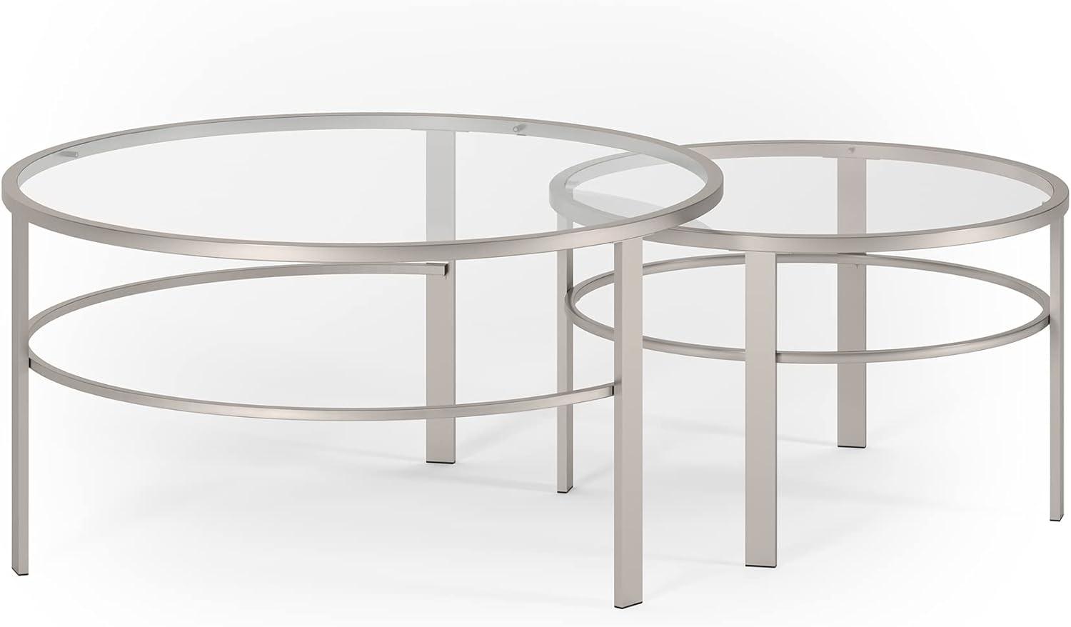 Evelyn&Zoe Gaia Round Nested Coffee Table, Satin Nickel