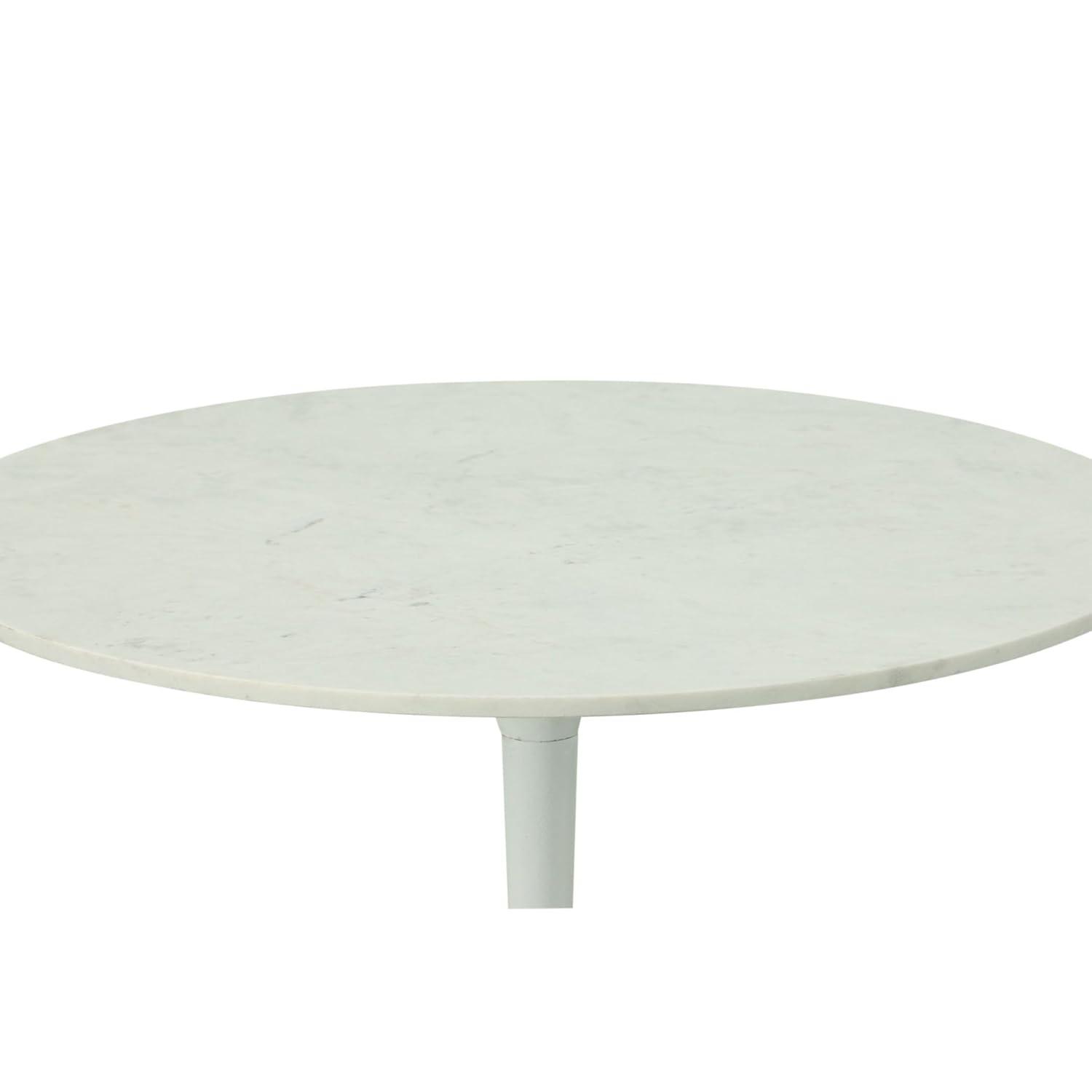 Carolina Living 36" Zaha Round Marble Top Dining Table White: Midcentury Modern, Metal Pedestal Base, Seats 4