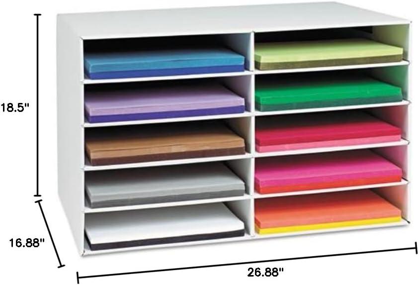 Classroom Keepers Construction Paper Storage, White, 12-1/4"W x 18-1/4"D x 3"H