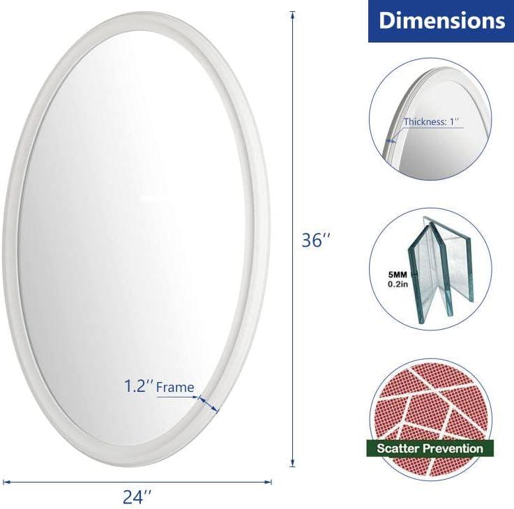 24" x 36" Hogan Oval Decorative Framed Wall Mirror White - Kate & Laurel All Things Decor: Modern Style, No Assembly Required