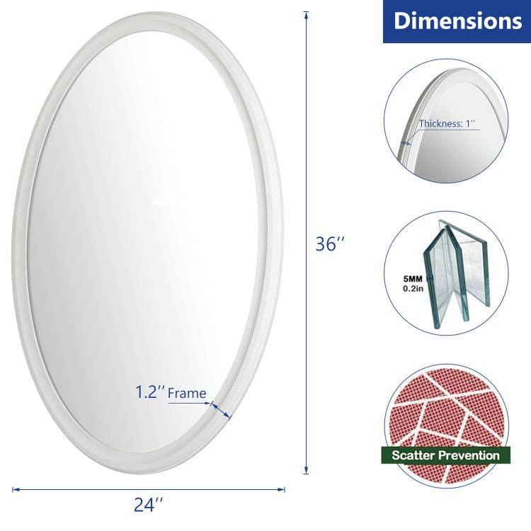 24" x 36" Hogan Oval Decorative Framed Wall Mirror White - Kate & Laurel All Things Decor: Modern Style, No Assembly Required