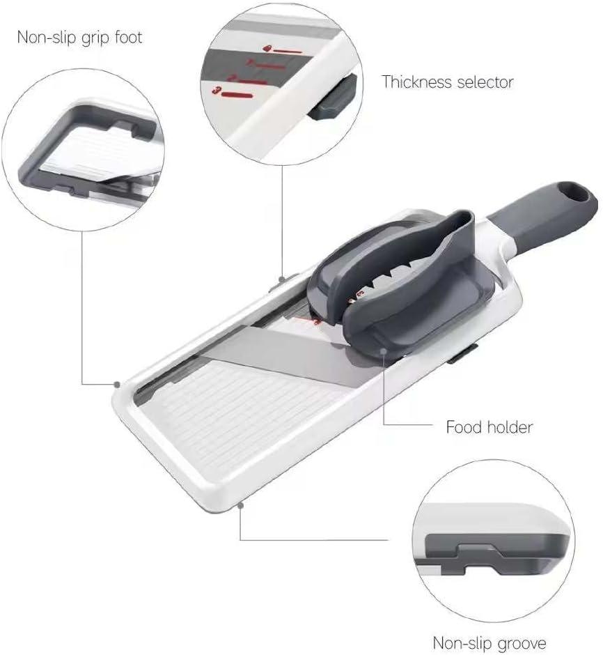 Versatile Handheld Mandoline Slicer - Adjustable Stainless Steel Blade, Ergonomic Grip, Enhanced Safety, Easy to Clean, Perfect for Quick and Precise Slicing of Fruits & Vegetables