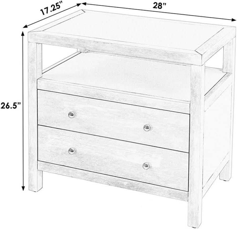 Natural Acacia Wood 2-Drawer Nightstand with Open Shelf
