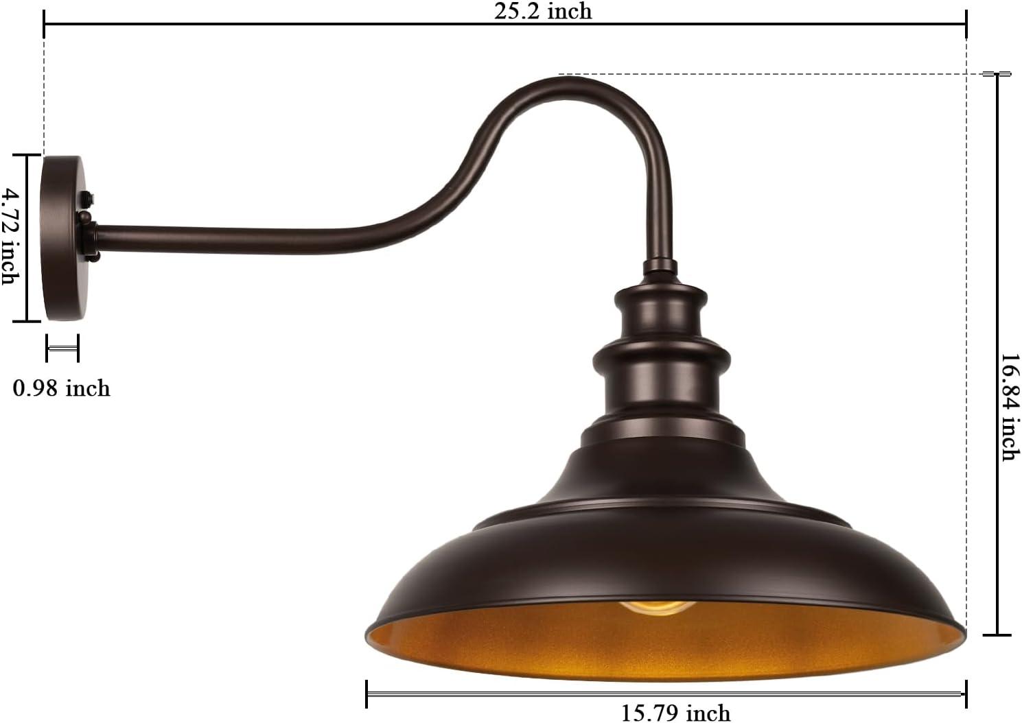 VIANIS Dusk to Dawn Barn Lights, 2 Pack Brown Gooseneck Outdoor Light Fixture, Farmhouse Outdoor Wall Lights for House, Porch, Entryway, Garage