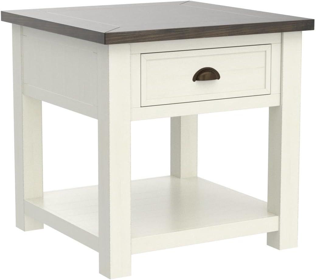 Martin Svensson Home Monterey End Table, Cream White and Brown