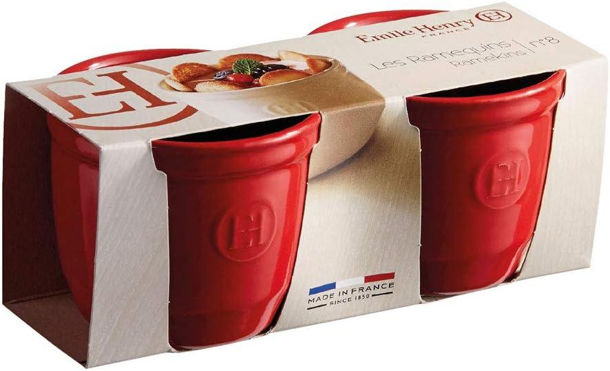 Emile Henry Made in France 6.75 oz Ramekin, Set of 2, 3.25" by 2.75", Burgundy