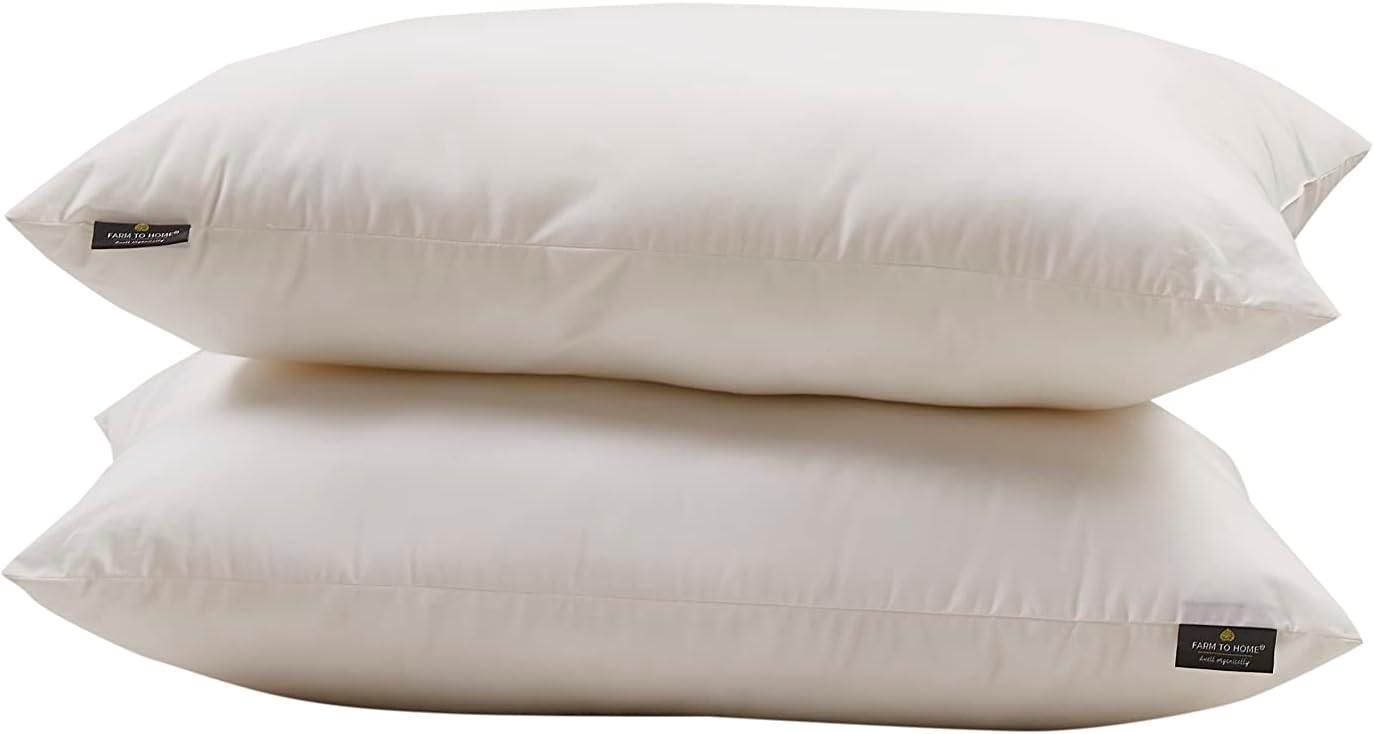 Farm to Home King-Size Organic Cotton & Polyester Pillow Set, White