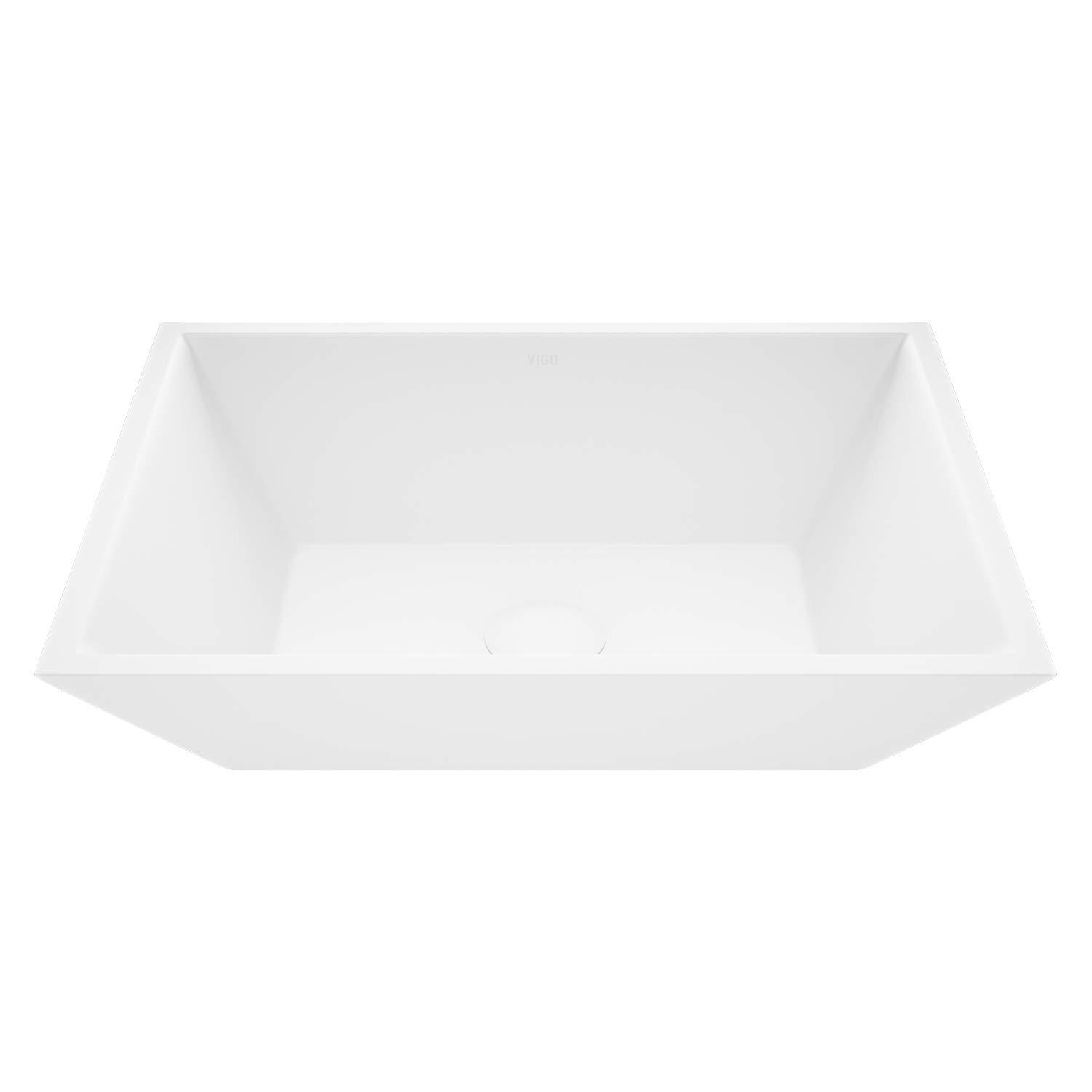 Vinca 18" L x 14" W x 5" H Matte White Handmade Rectangular Vessel Bathroom Sink
