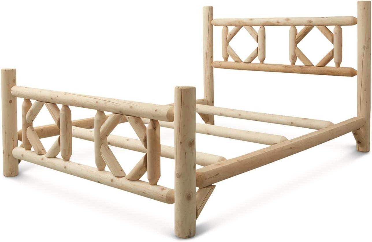 Rustic Full-Size Cedar Wood Panel Bed with Headboard