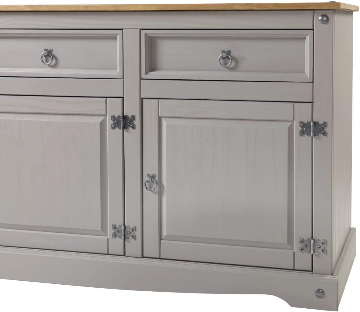 65.91 x 31.73 x 16.93 in. Cottage Series Wood Buffet Sideboard, Corona Gray
