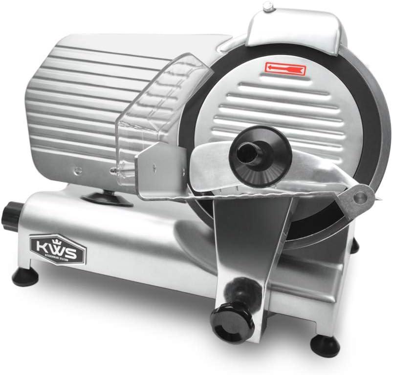 KWS Commercial 320W Electric Meat Slicer 10-Inch Stainless Blade, Frozen Meat/ Cheese/ Food Slicer