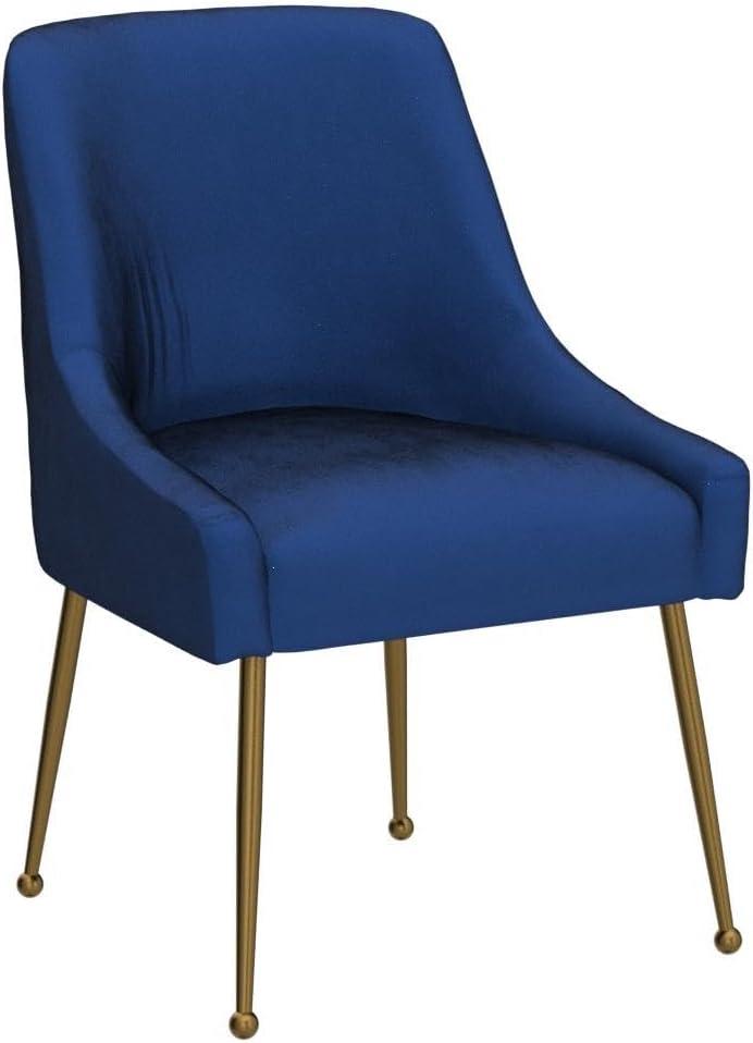 Home Beyond Velvet Upholstered Wing Back Parsons Chair with Golden Plated Legs, Accent Chairs with Contemporary Design for Living Room, Comfortable Armless Padded Chairs, Set of 2, VC-21B, Blue