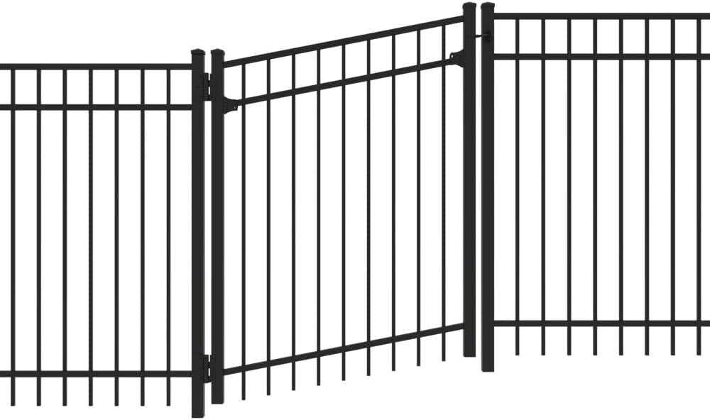 5-ft 3 Rail Aluminum Fence Adjustable Gate Kit Black