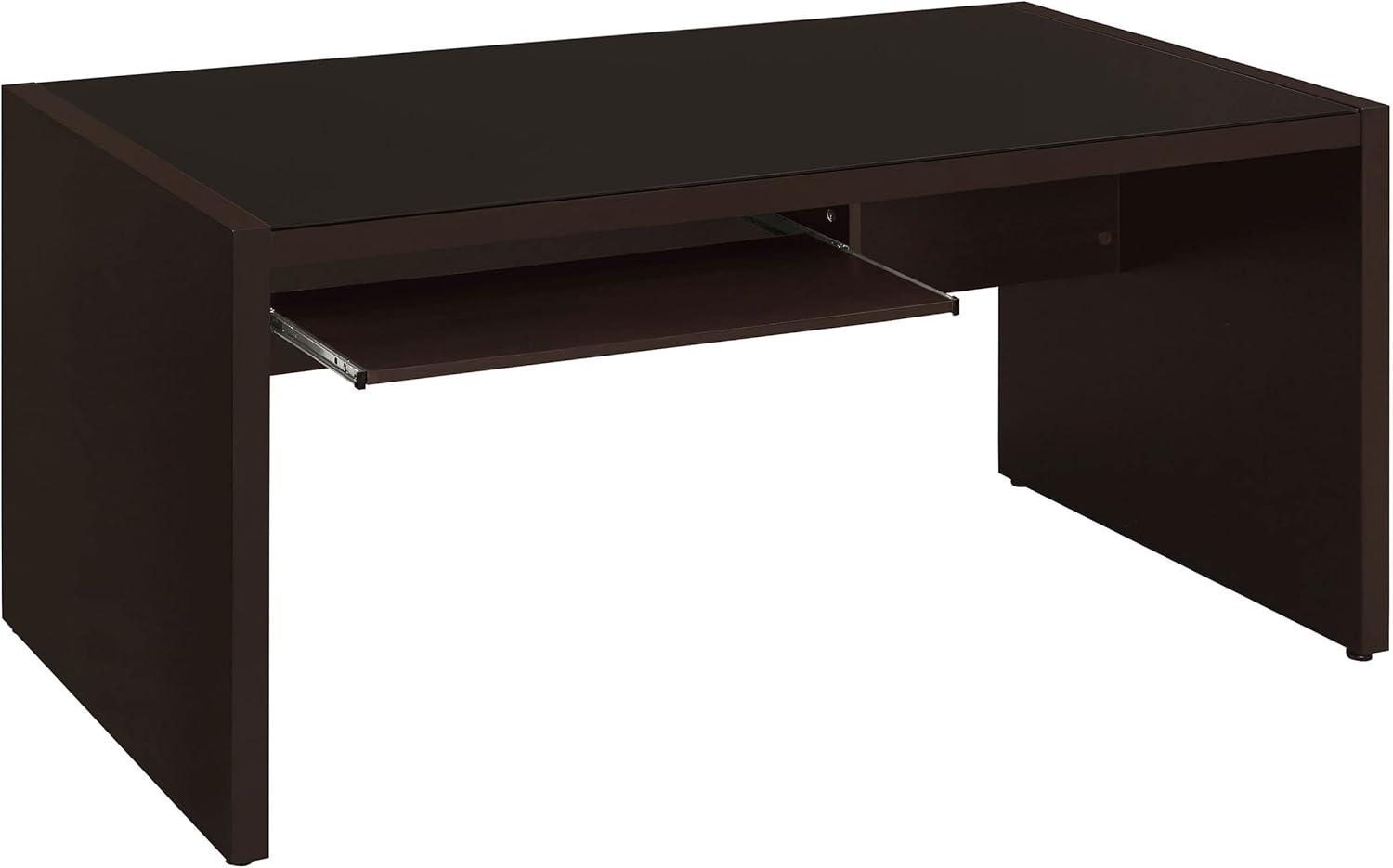 Black Wood Home Office Desk with Drawer and Keyboard Tray