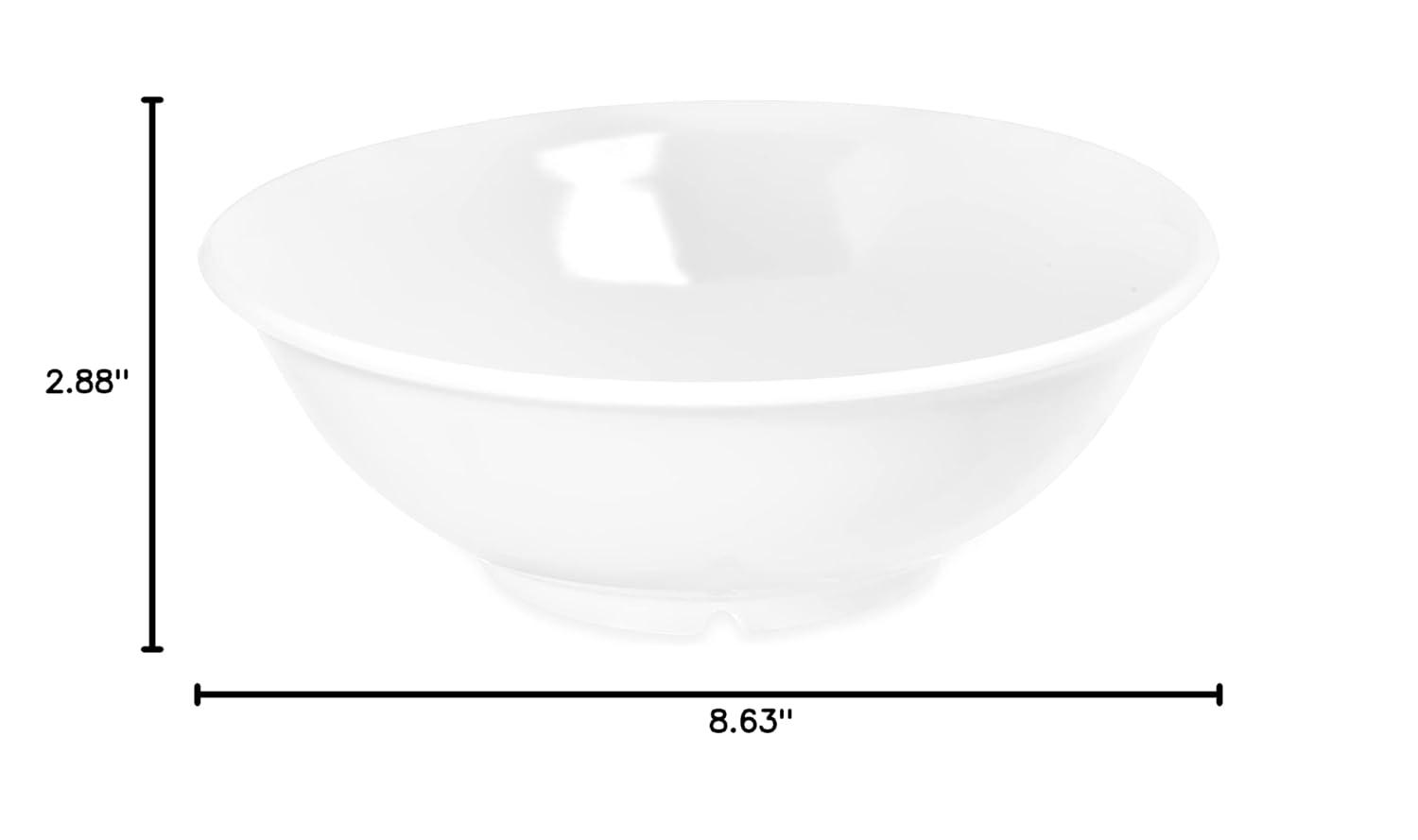 White Round Melamine Footed Serving Bowl, 36 Ounces