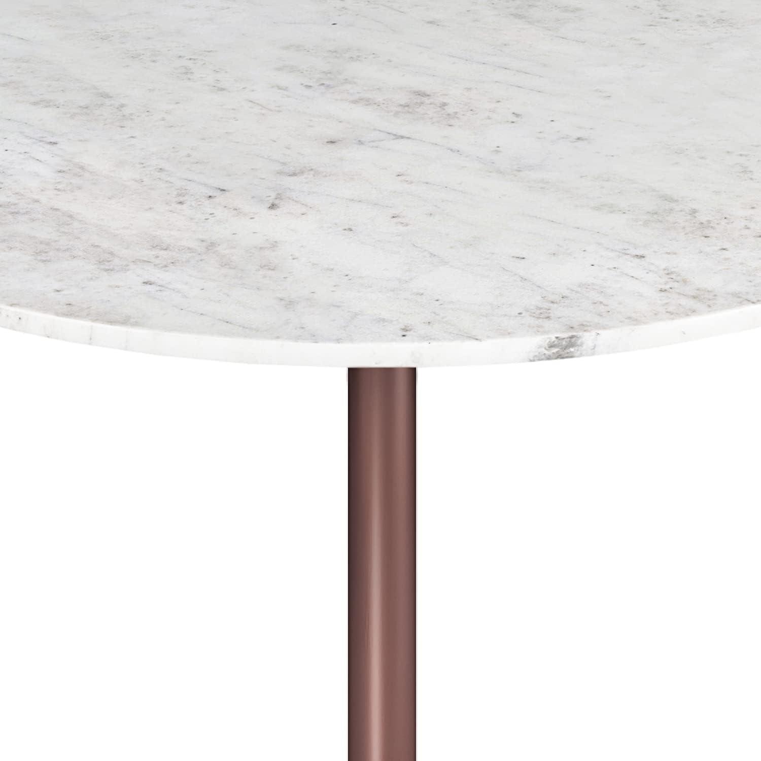 Simpli Home Osborne Dining Table In White/Copper