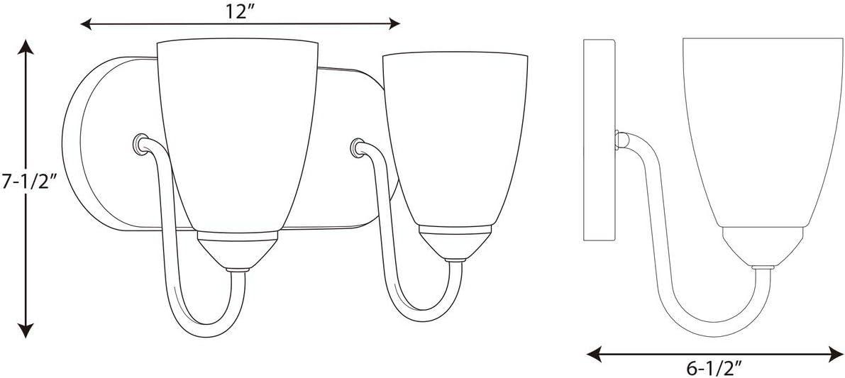 Progress Lighting Gather Collection 2-Light Bath Bracket, Polished Chrome, Etched Glass Shades