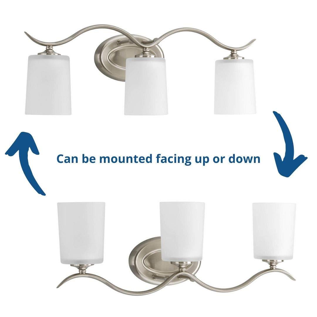 Progress Lighting Inspire 3-Light Wall Light, Brushed Nickel, Etched Glass Shade