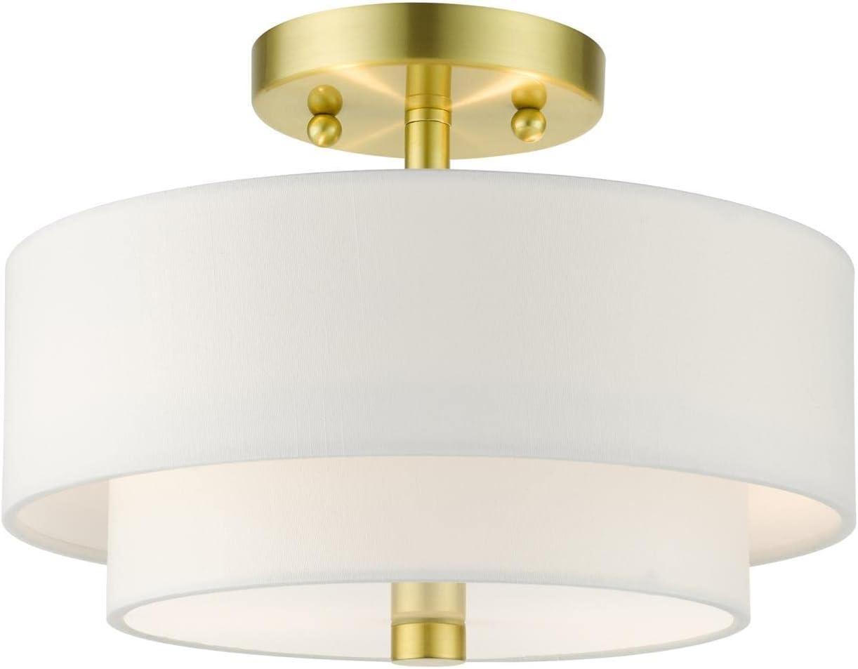 Satin Brass Glass Drum LED Indoor/Outdoor Light Fixture