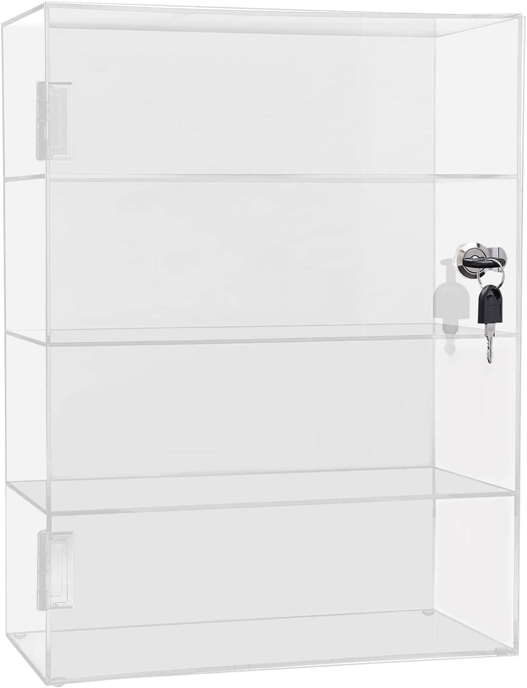 4 Layer Transparent Countertop Showcase for Mini Pop Figures, Display Showcase with Lock, Acrylic Display Box Display Cabinet for Toy Collectibles Stone Rock