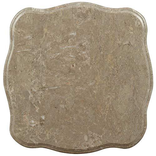 HomeStock End Table W/Marble Top, Marble & Baroque Bliss White