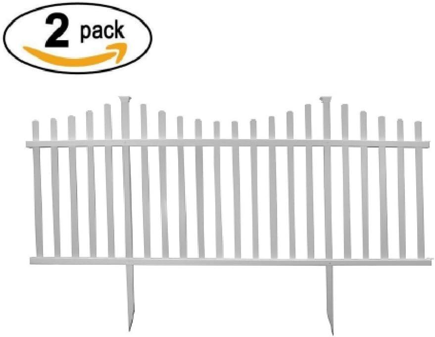 42in H x 92in W (2 Panels) No Dig Zippity Manchester Fence Kit, White Vinyl Picket Fence Panels, Perfect Durable Temporary Outdoor Fence for Backyard, Patio, or Garden, ZP19018