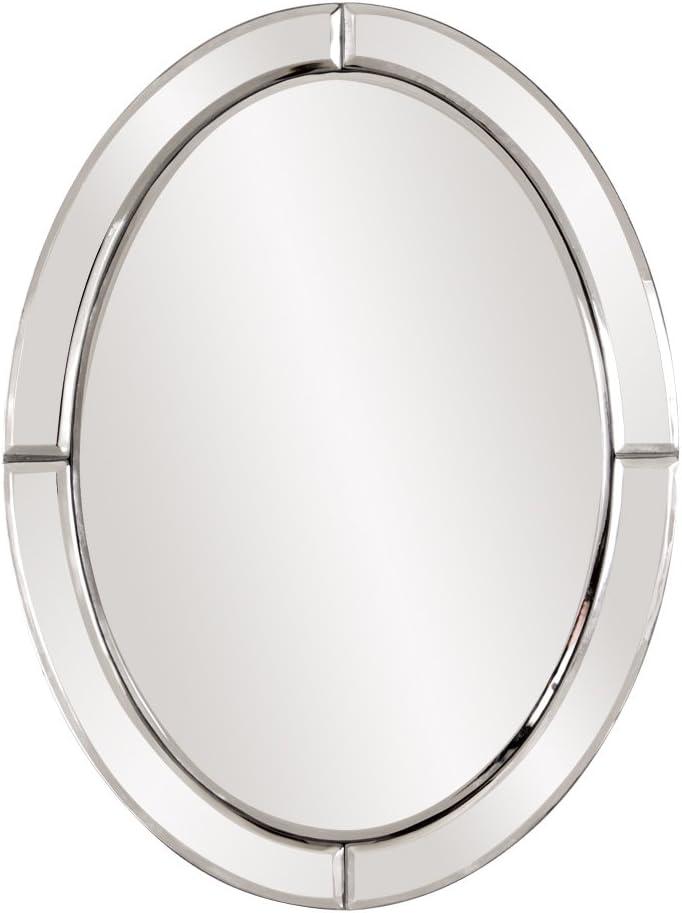 Howard Elliott 16"x12" Beveled Oval Mirrored Frame Opal Accent Wall Mirror: Modern Decor, Wood Frame, Wall Mount, No Assembly Required