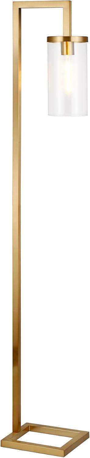 Evelyn&Zoe Malva 67.75" Tall Floor Lamp with Glass shade in Brass/Clear