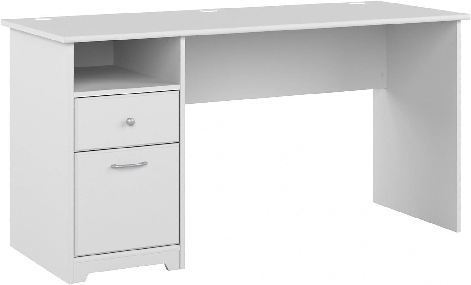 Cabot 60W Computer Desk with Drawers in White - Engineered Wood