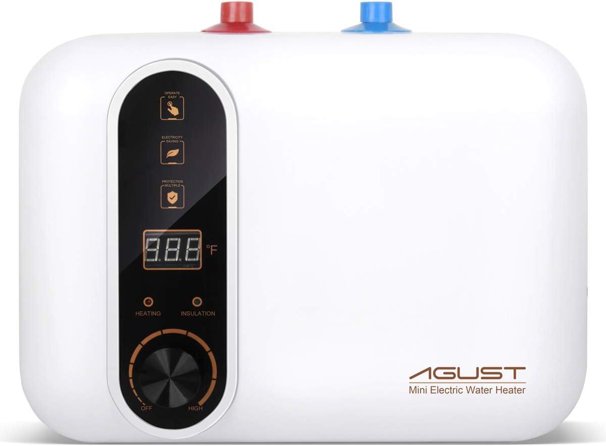 Compact White Electric Tankless Water Heater with LED Display