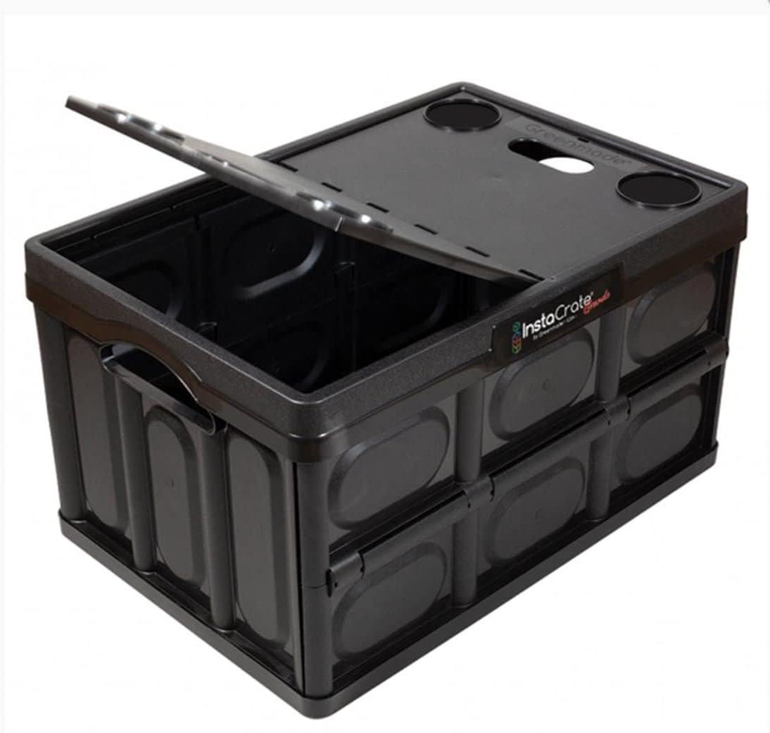 Black Recycled Plastic Collapsible Storage Container with Lid, 16.5 Gallon