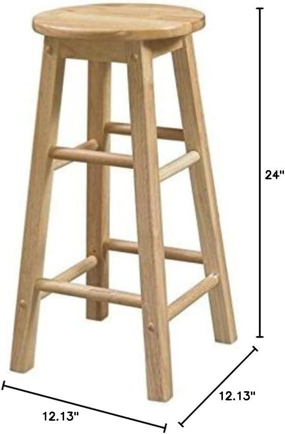 Linon Sims Classic 24" Backless Round Counter Stool in Natural Brown Rubberwood