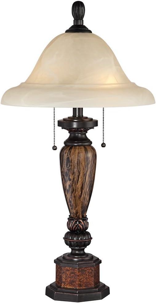 Warm Bronze Traditional Table Lamp with Alabaster Glass Shade