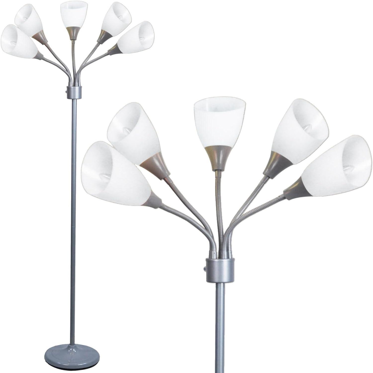 Medusa Adjustable Multi-Head Gray Floor Lamp with White Acrylic Shades