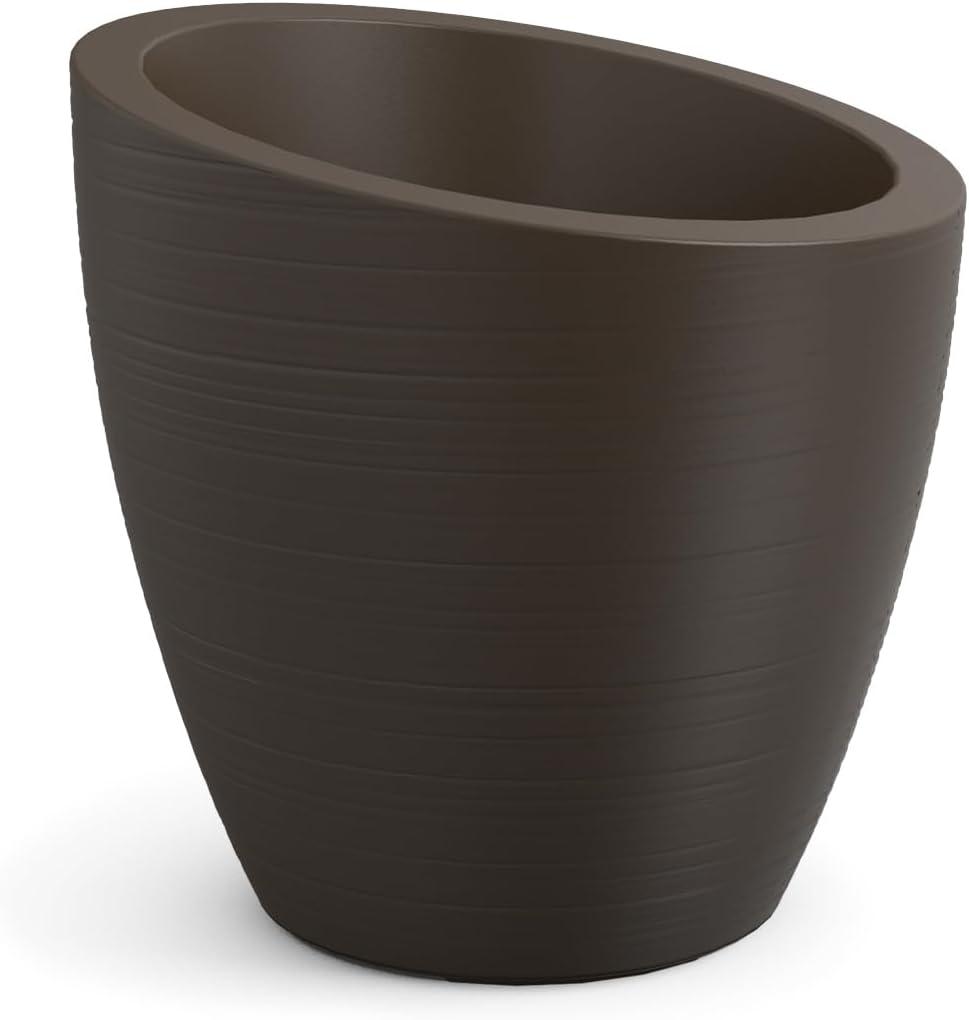 Mayne Modesto 20" Round Weatherproof Modern Plastic Planter in Espresso