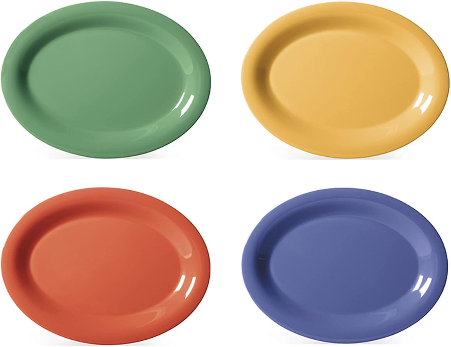 Assorted Color Melamine Oval Serving Platters, Set of 4