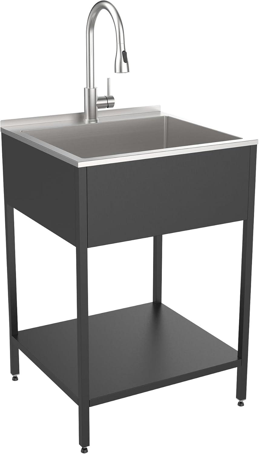 24'' L x 22.1'' W Free Standing Laundry Sink with Faucet