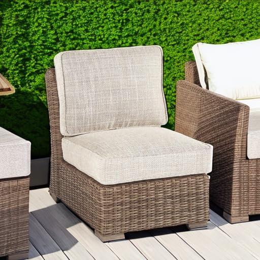Signature Design by Ashley Casual Beachcroft Armless Chair with Cushion  Beige
