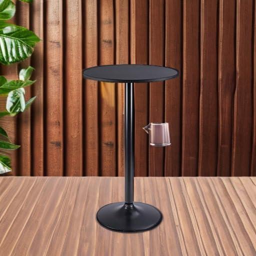 Homall Bistro Pub Table Round Bar Height Cocktail Table Metal Base MDF Top Obsidian Table with Black Leg 23.8-Inch Top, 39.5-Inch Height, Black