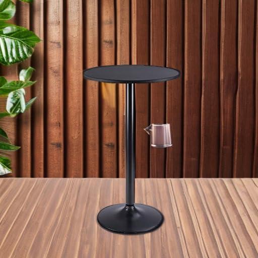 Black Round MDF and Metal Counter Height Table