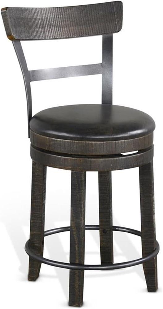 Sunny Designs Homestead 24" Wood Swivel Barstool with Back in Tobacco Leaf