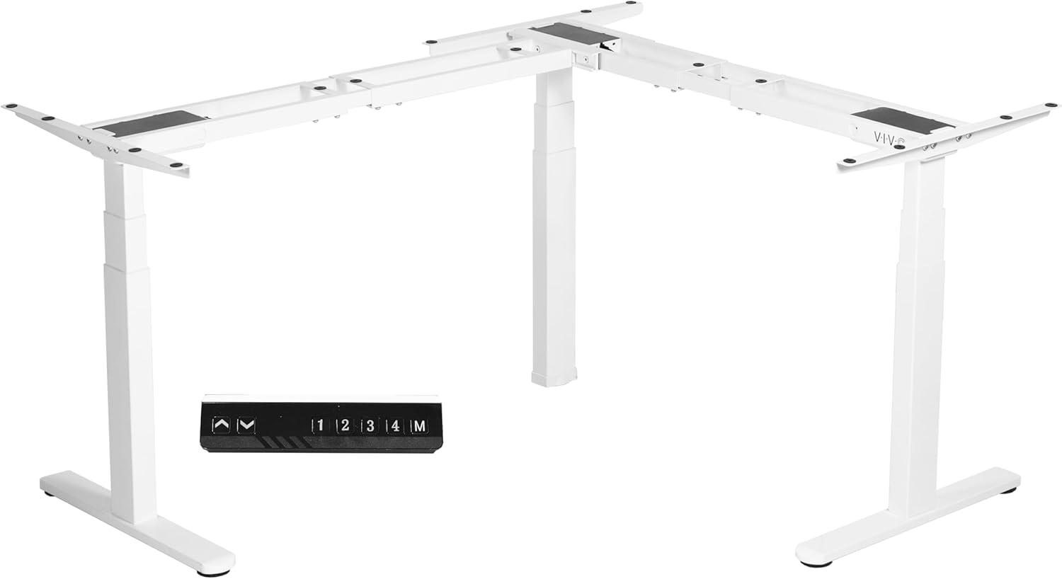 Vivo VIVO White Electric Motor Height Adjustable Corner 3 Leg Standing Desk Frame (Frame Only)