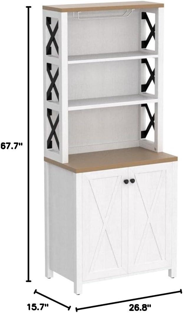 Moasis Bar Cabinet for Liquor and Glasses Dining Kitchen Cabinet with Wine Rack White