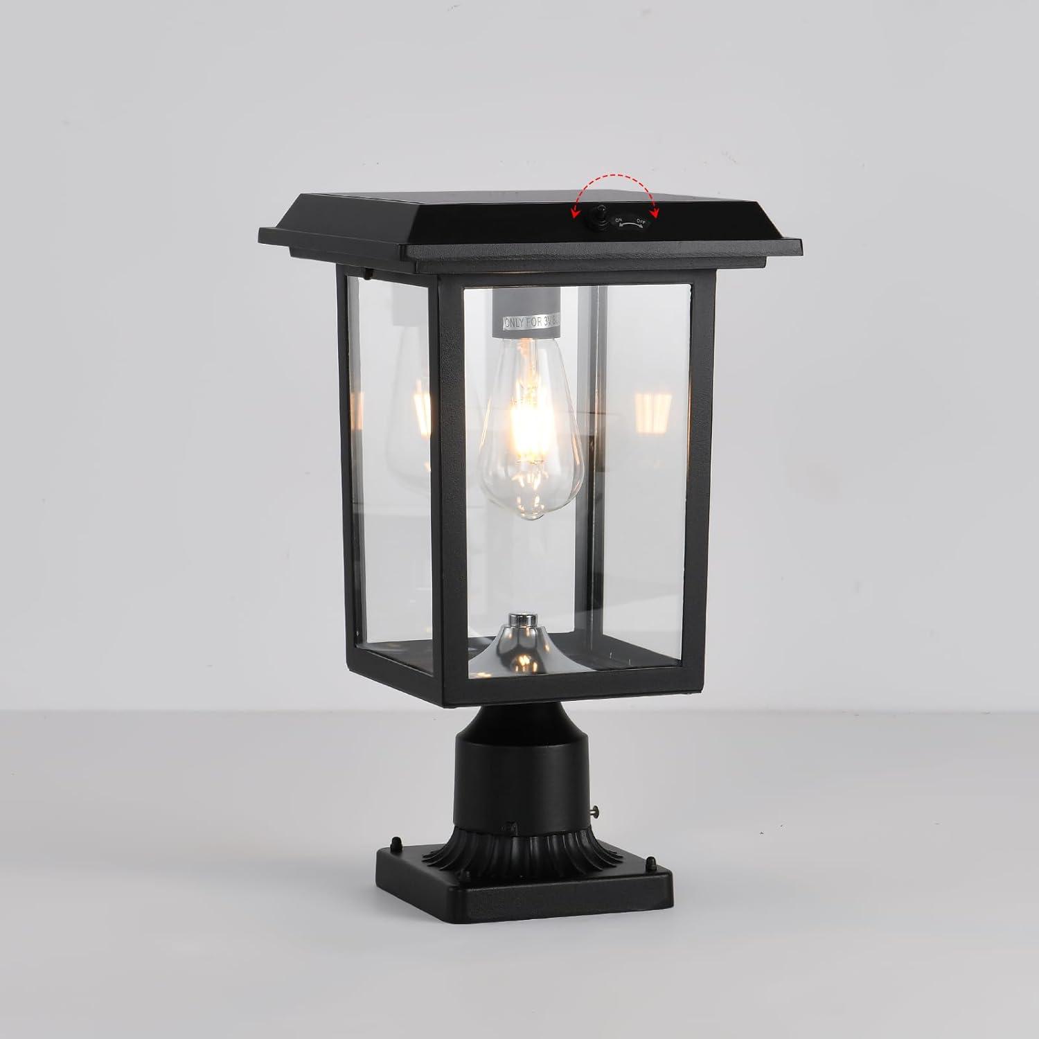 Black Aluminum Solar LED Dusk to Dawn Outdoor Lamp Post